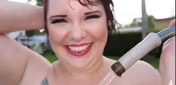  Busty Goth BBW Kitty McPherson Fucked By Pool in Miami